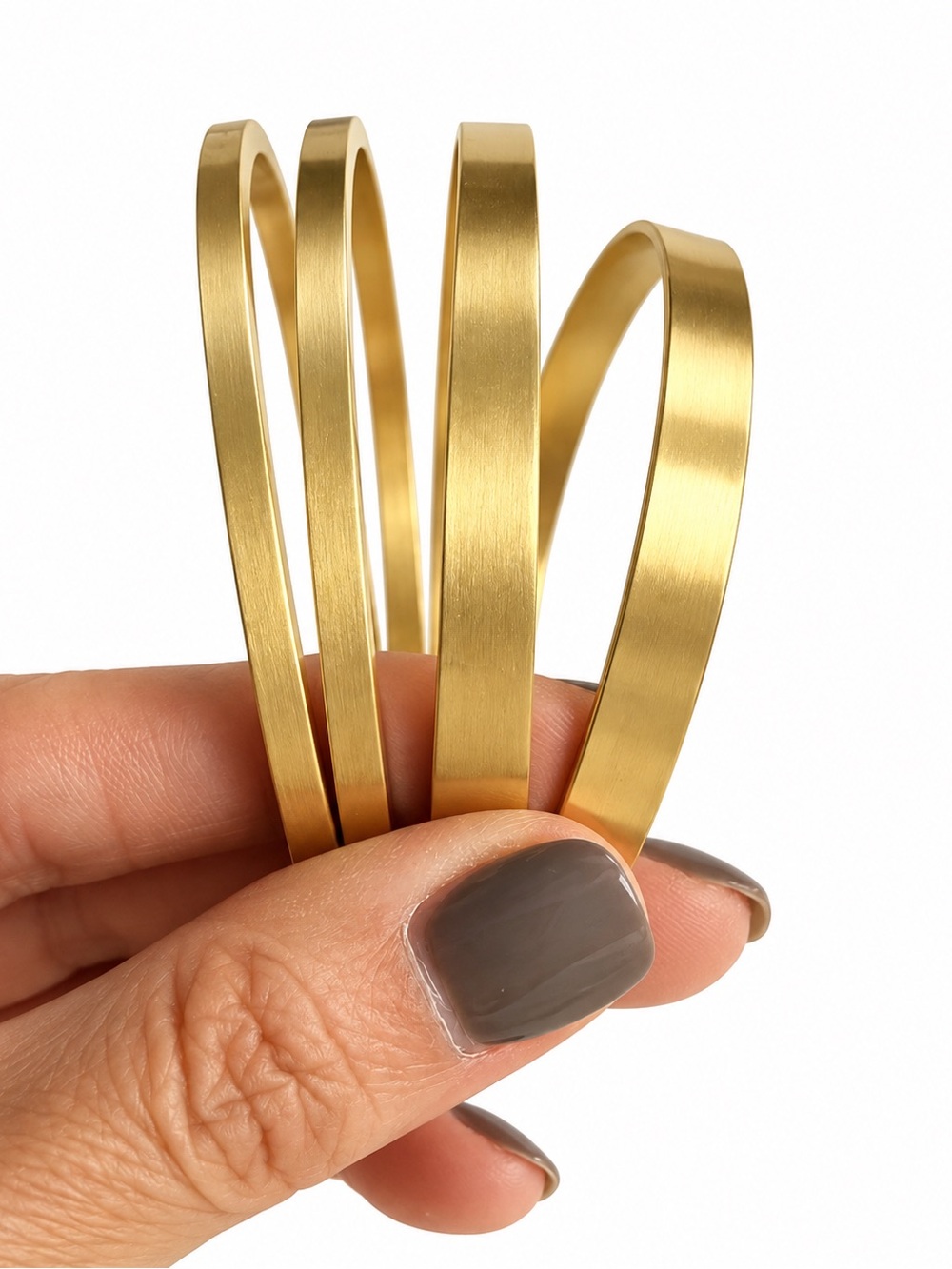Canvas Brand Gold Metal Stackable Bangle Bracelets - Set of 4